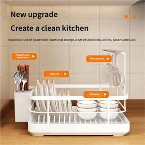 <span class=keywords><strong>Escurridor</strong></span> de Platos de Cocina Resistente a la Oxidación, con Soporte <span class=keywords><strong>para</strong></span> Utensilios Desmontable, <span class=keywords><strong>Escurridor</strong></span> de Platos Compacto <span class=keywords><strong>para</strong></span> Encimera de Cocina - Product Image 5