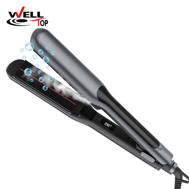 Professional Salon Hair Planchas De Cabello 230C Infrared Steam Ceramic Flat Iron PTC Heating LCD Display Hair Straightener
