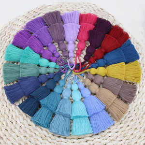12cm Double couche coton gland frange maison <span class=keywords><strong>Textile</strong></span> suspendu bricolage vêtements accessoires avec perles de soie pour vêtements - Product Image 5