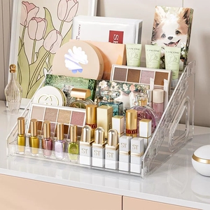 Acrylic Cosmetic <b>Storage</b> Box Transparent Tiered Display Rack For Makeup Organizer Desktop Vanity Beauty <b>Storage</b> With Anti Break - Product Image 1