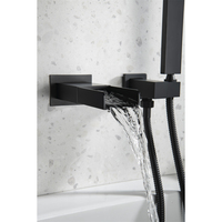 Robinet mitigeur de baignoire mural en laiton, série Unique cascade eau chaude et froide à poignée Unique finition noire mate