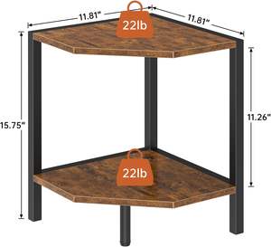 Étagère <span class=keywords><strong>d</strong></span>'<span class=keywords><strong>angle</strong></span> à deux niveaux, bibliothèque <span class=keywords><strong>d</strong></span>'<span class=keywords><strong>angle</strong></span> multifonctionnelle, étagère de présentation verticale <span class=keywords><strong>d</strong></span>'<span class=keywords><strong>angle</strong></span>, adaptée à la cuisine, à la chambre à coucher, couleur marron campagnard - Product Image 3