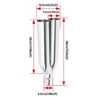 FTHP Long Dual 2.5inch Exhaust Tip Chrome Stainless Steel Universal Car Exhaust Tips Muffler Tip Tail Pipe untuk bmw