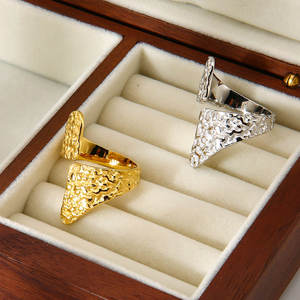 Bagues en acier inoxydable 316L plaqué or PVD 14k 18k de bonne qualité, résistantes à l'eau et inaltérables, style Nugget pour femmes - Product Image 2