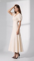 2025 européenne nouvelle avec col en V fleurs robes élégantes dame robe pour femmes été élégant robe formelle luxe dames vêtements