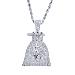 Colar com pingente ouro 14k rq, colar com pingente cheio de gelo para homens e mulheres - Product Image 4