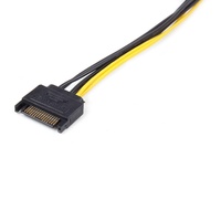 Cable de Extensión de Alimentación SATA a PCI-E de 15 Pines Macho a 8 Pines (6+2) de Cobre Puro Plano con Revestimiento de PVC de 20 cm para Computadora