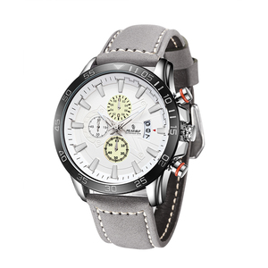 Reloj deportivo clásico de cuarzo analógico para hombre, correa de cuero genuino, caja de acero inoxidable con puntero <span class=keywords><strong>Exactime</strong></span>, esfera de cristal para ventana - Product Image 4