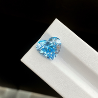 Bague et pendentif unisexe en or jaune 9K 14K 18K avec diamant bleu de laboratoire en forme de cœur, pierre précieuse lâche, sur mesure