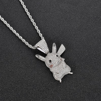 Collier pendentif personnalisé Hip Hop Anime Bling Iced Out avec personnage de dessin animé mignon pour femmes et hommes