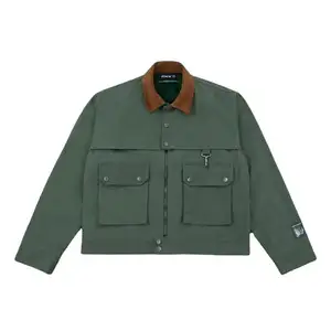 Custom Plain Lined Heavy Canvas Jeket Coaches Jacket Mens Designer Cargo Work Jacket For Men