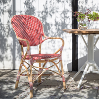 Fauteuils de jardin empilables en rotin synthétique PE avec cadre en aluminium/rattan pour bistro français – Ensemble de mobilier d'extérieur