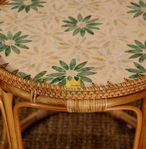 Mesa Redonda de Mimbre y Ratán Vietnamita con Bandeja de Nácar para Sala de Estar, Hotel, Villa, Decoración, Muebles a Precio Económico - Product Image 3