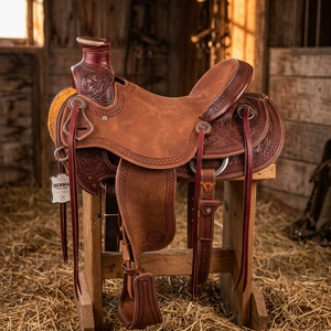 Selle d'équitation anglaise en cuir de buffle gravée à la main, tapis de cheval en bois, qualité supérieure, vente en gros, style européen, australien - Product Image 1