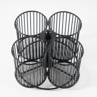Corbeille de rangement de bureau circulaire en fer forgé, style nordique, à 4 compartiments rotatifs, dimensions 160x16x140mm