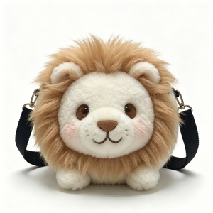 Customized Cute round <b>white</b> pig plush crossbody <b>bag</b> with pink snout,Soft <b>fluffy</b> pig shaped plush shoulder purse - Product Image 4