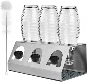 Porte-bouteille de qualité supérieure lavable au lave-vaisselle en acier inoxydable 304 pour les bouteilles SodaStream Crystal et Emil support goutte à goutte avec brosse à bouteilles - Product Image 1