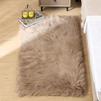 Tapis de salon en fourrure de lapin de luxe, super doux, à poils épais, antidérapant
