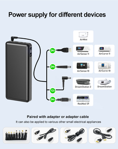 Banco de energía portátil de alta 39200mAh Litio DC 12V 16,5 V 20V 24V Pantalla Resmed S9 S10 S11 AirMini Dream Station Máquinas CPAP - Product Image 3
