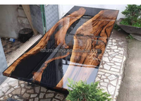 Nouvelle résine noire une planche noyer époxy table à manger meubles de salle à manger personnaliser grande taille villa 12 chaises ensemble de salle à manger