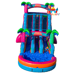 Tobogán Acuático Eléctrico Tropics de 18 Pies con Dos Carriles y Piscina, Inflable, para Niños, para Fiestas al Aire Libre, Diversión Acuática - Product Image 2