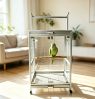 Cage d'élevage de perroquets sur mesure, structure fiable en profilés d'aluminium 6063 T5 et accessoires en acrylique robustes pour plusieurs espèces de perroquets