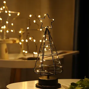 유럽 핫 세일 금속 3D 크리스마스 트리 탑 스타 스누커 UV Dabric 테이블 라이트