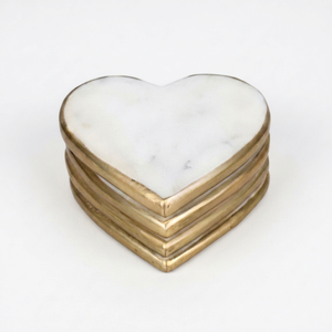 Stylish Modern Heart Shape <b>Marble</b> <b>Coaster</b> Set Durable Elegant Stone Table Mat Perfect Gift for Loved Ones Home Office Bar Use - Product Image 1