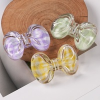 Cuentas acrílicas transparentes con diseño de lazo y cuadros de guinga, sueltas, para fabricación de joyas DIY, collares, pulseras, llaveros, venta al por mayor, OEM