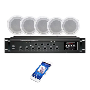 Amplificateur de mixage PA à six zones PA-180 avec Bluetooth, USB, SD, FM, micro et AUX, amplificateur de puissance extrême 70V 100V avec écran tactile LED - Product Image 1