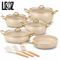 Ensemble de 12 ustensiles de cuisine en acier inoxydable avec couvercles en verre, antiadhésifs, pour cuisson à induction, casseroles et poêles – Vente en gros