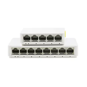 8 चैनल मिनी प्लास्टिक संलग्नक 5v सफेद बॉक्स अप्रबंधित कंप्यूटर नेटवर्किंग 8-पोर्ट ईथरनेट नेटवर्क औद्योगिक स्विच