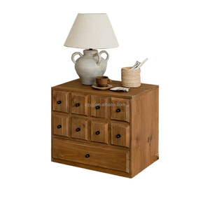 โต๊ะข้างเตียงไม้สนแบบมินิมอลคุณภาพสูงจากโรงงานจีน ผลิตตามสั่ง พร้อมลิ้นชัก 2 ชั้น ทำจากไม้สักแอฟริกัน เหมาะสำหรับใช้ในโรงแรมและอพาร์ตเมนต์ - Product Image 3