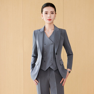 Women's Three Piece Suit Set Solid Color Polyester Anti-Wrinkle Casual <b>Work</b> Wear - Product Image 2