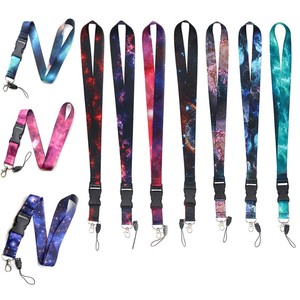 Custom Logo Flat Polyester Lanyard with Metal Hook and Keyring PVC Lanyard