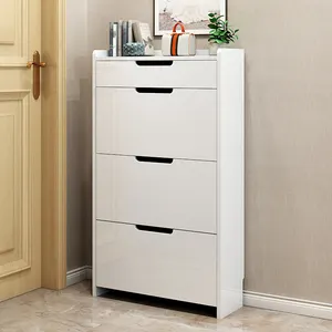 Modernos Zapateros de Madera Blancos de Alto Brillo para 50 Pares, Armario de Almacenamiento en Línea, Diseños de Organizador de Armario para Muebles de Sala de Estar - Product Image 3