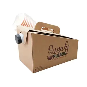 Wholesale Restaurant Coffee Cup Holder Carrier Beverages Take Out Container Carton Box Paper Tea Box Carrier