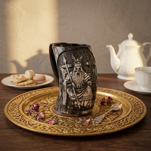Chope en corne de buffle véritable Viking, motif animalier et ange, faite à la main, écologique, décoration d'intérieur, pour bière, taille personnalisable, haute qualité - Product Image 1