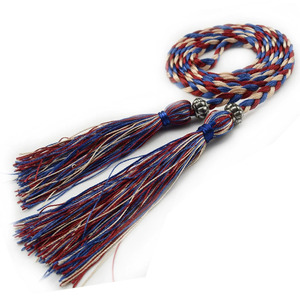 <span class=keywords><strong>Ceinture</strong></span> fine pour femme, style chinois, tressée, avec pompon et nœud décoratif, <span class=keywords><strong>noire</strong></span> unie, tendance décontractée - Product Image 5