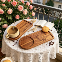 Plateau à café en bois gravé sur mesure, plateaux de cuisine en bois à double compartiment gravés personnalisés, plateaux de comptoir, plateau à bijoux