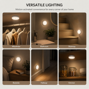 Motion Sensor <b>Night</b> <b>Light</b> Round LED Puck Lamp Warm White <b>Light</b> for Bedroom Bathroom Kitchen Closet - Product Image 2