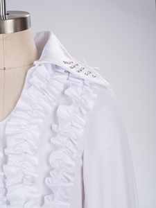 Camisa de Baile de Salón para Niños, Estilo Latino con Volantes, Cuello en V, Manga Larga, Top de Baile Infantil con Pantalones Acampanados, Traje de Competición - Product Image 3