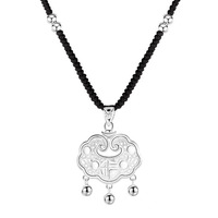 Collier pendentif en argent S925 style chinois tendance avec fermoir de sécurité, chaîne en corde pour femme, mode ethnique, vente en gros, direct usine