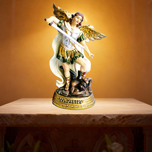 Statua di San Michele Arcangelo in Resina, 5.5 Pollici, Figura Religiosa Cattolica, Decorazione per la Casa - Product Image 3