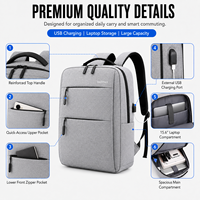 Sac à dos minimaliste pour ordinateur portable 17 pouces avec chargement USB, grande capacité, résistant à l'eau, pour affaires et école