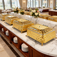Huadison Hotel Supplies Rectangle Chauffe-plats pour buffet Chauffe-plats martelé Ensemble de buffet