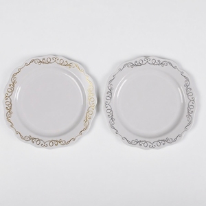 7.5 9 10.25 pouces Vintage Wedding Party Set d'assiettes en plastique jetables-Assiettes à salade/Dessert (<span class=keywords><strong>Portofino</strong></span> Plain White). - Product Image 3