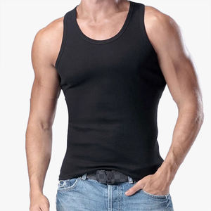 Camiseta sin mangas personalizable 100% algodón para hombre, ajustada, talla grande, para verano, fitness y jóvenes - Product Image 2