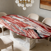 Table à manger ovale en marbre rouge de luxe italien Orobico Rosso de conception moderne haut de gamme 2,4 m