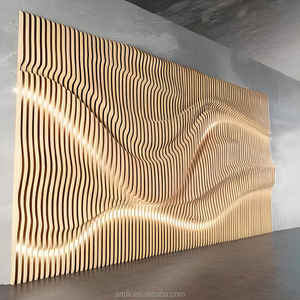 Panneau mural en relief 3D en bois massif découpé paramétriquement M31 |   Panneau mural décoratif en bois courbé superposé CNC avec motif en relief - Product Image 5